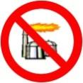 Biogas digester with flare in a "No" symbol
