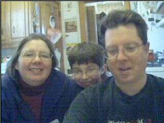 Family Jonkman in front of the Webcam